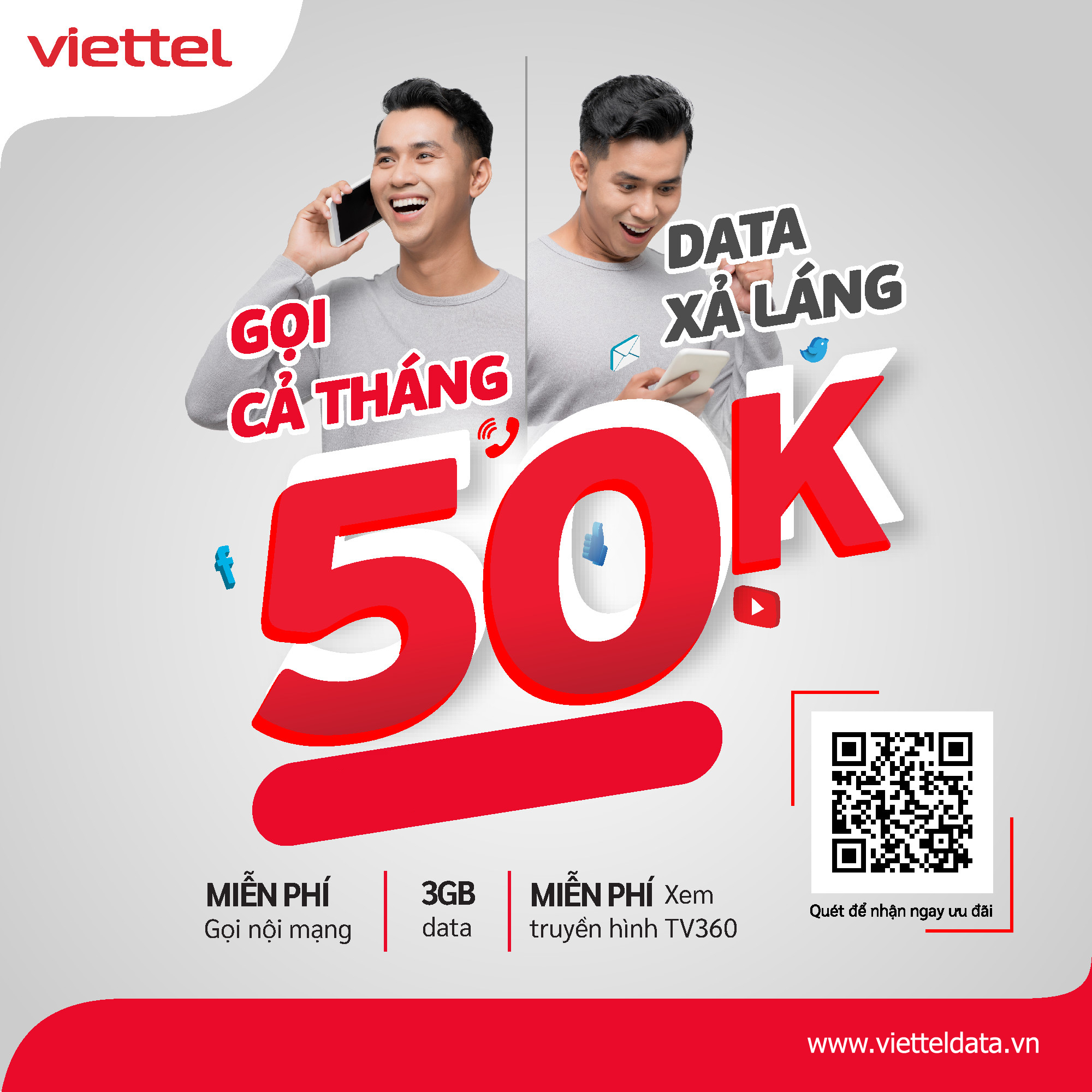Gói cước Viettel 50k/tháng