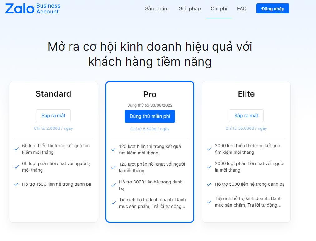 Zalo Thu Phí