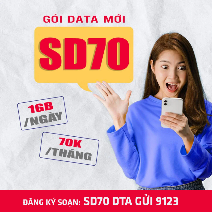SD70 Viettel - Cách đăng ký gói cước 4G tháng rẻ nhất 70k/tháng