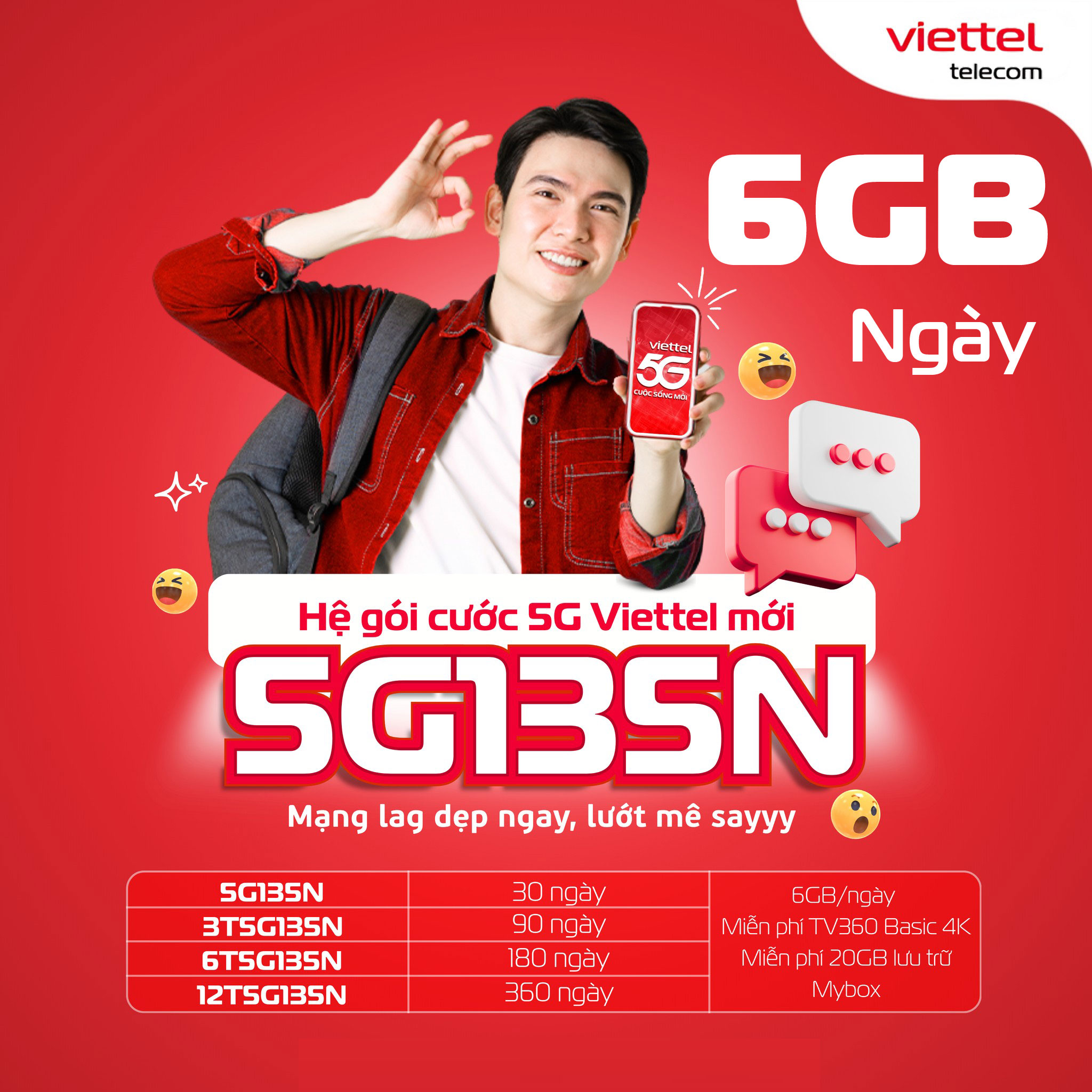 Gói cước 5G135N Viettel