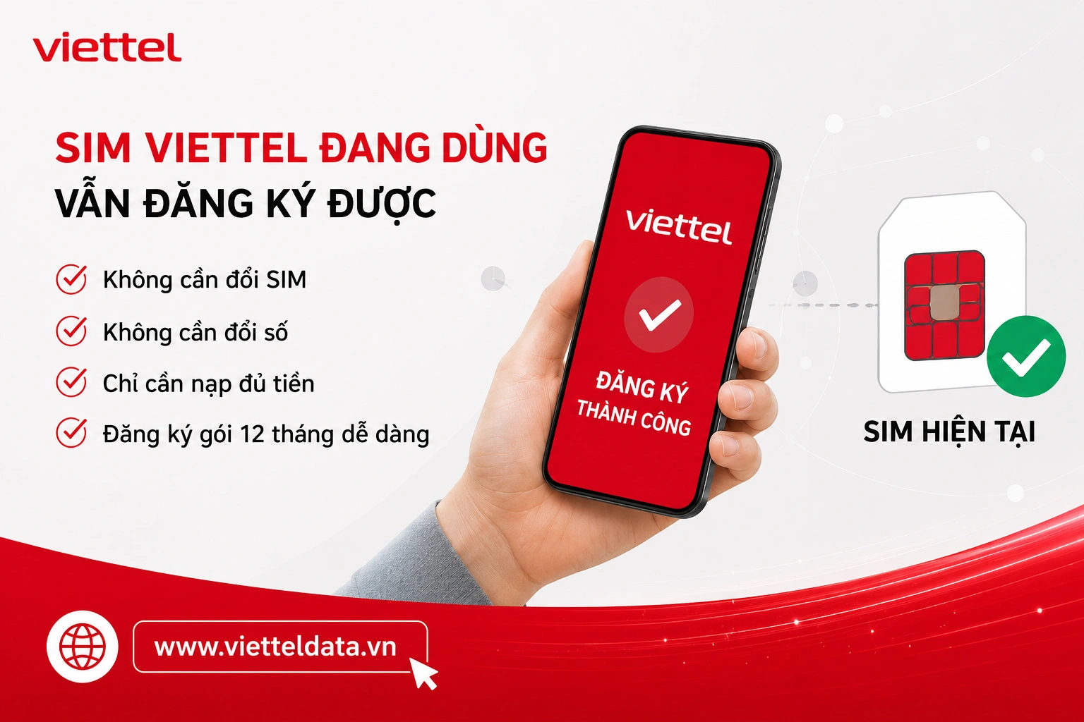 Gói cước Viettel 1 Năm Sử Dụng Sim Đang Dùng