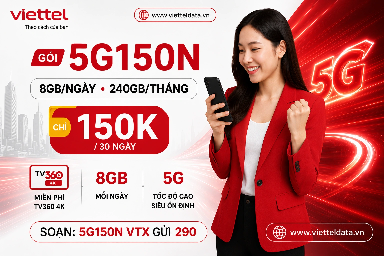 5G150N GÓI 150K VIETTEL MẠNH NHẤT