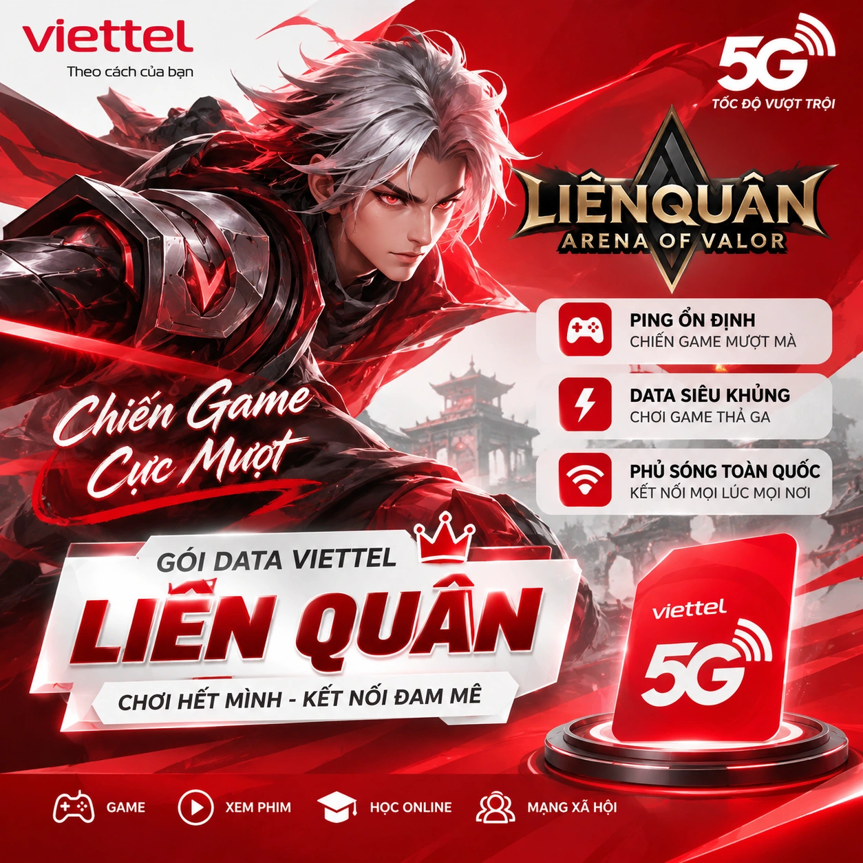 Gói Data Viettel chơi Liên Quân Mobile 2026