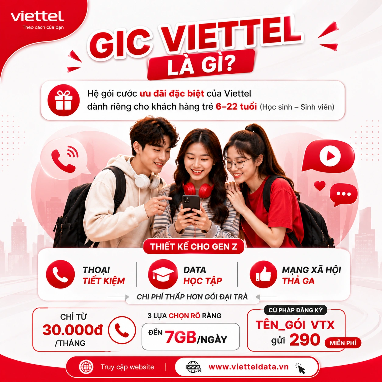 GIC Viettel là gì? Gói cước ưu đãi dành cho học sinh - sinh viên 6-22 tuổi