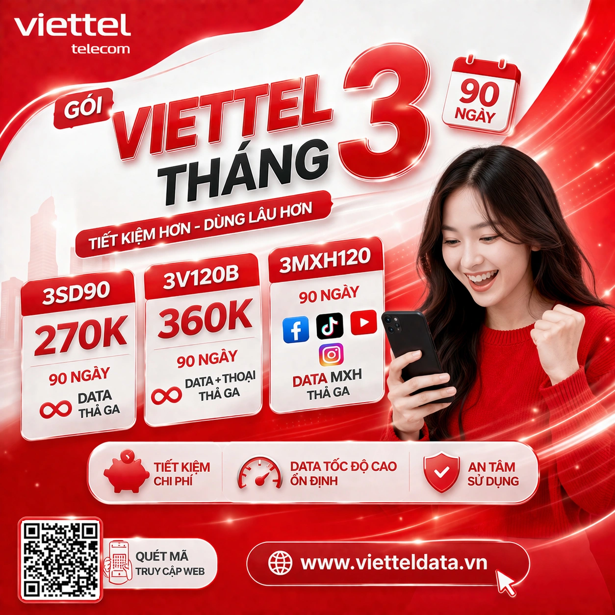 Gói Cước 4G/5G Viettel 3 Tháng – Đăng Ký 1 Lần, Dùng Thả Ga 90 Ngày 2026