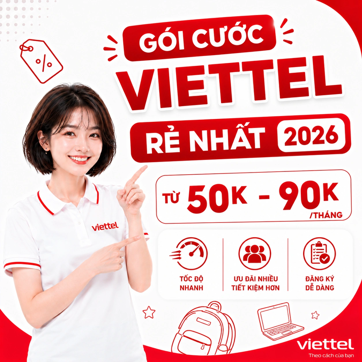 Gói Cước 4G Viettel Rẻ Nhất 2026: Tháng Từ 50K-90K-120K