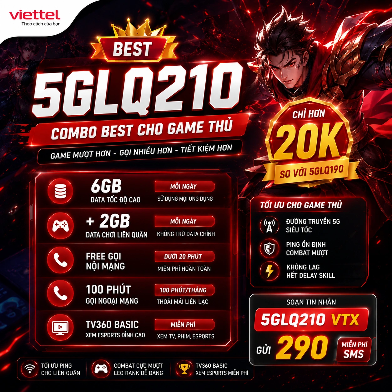 Gói Viettel Liên Quân 5G210 - Combo Best cho Game thủ