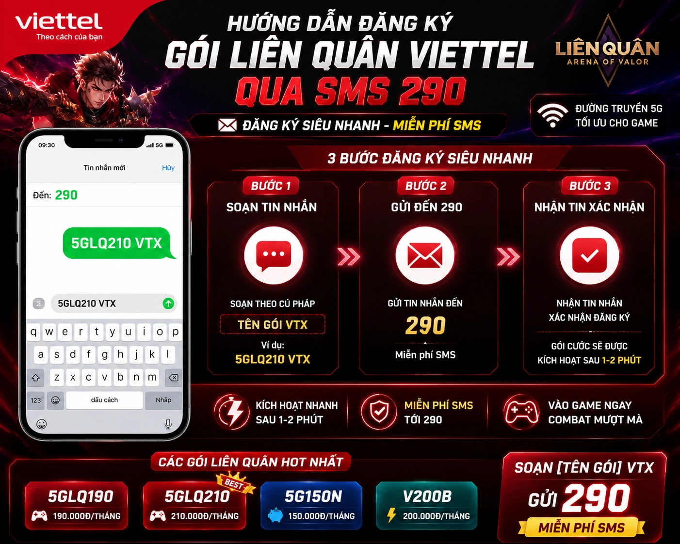 Cách Đăng Ký Gói Viettel Liên Quân