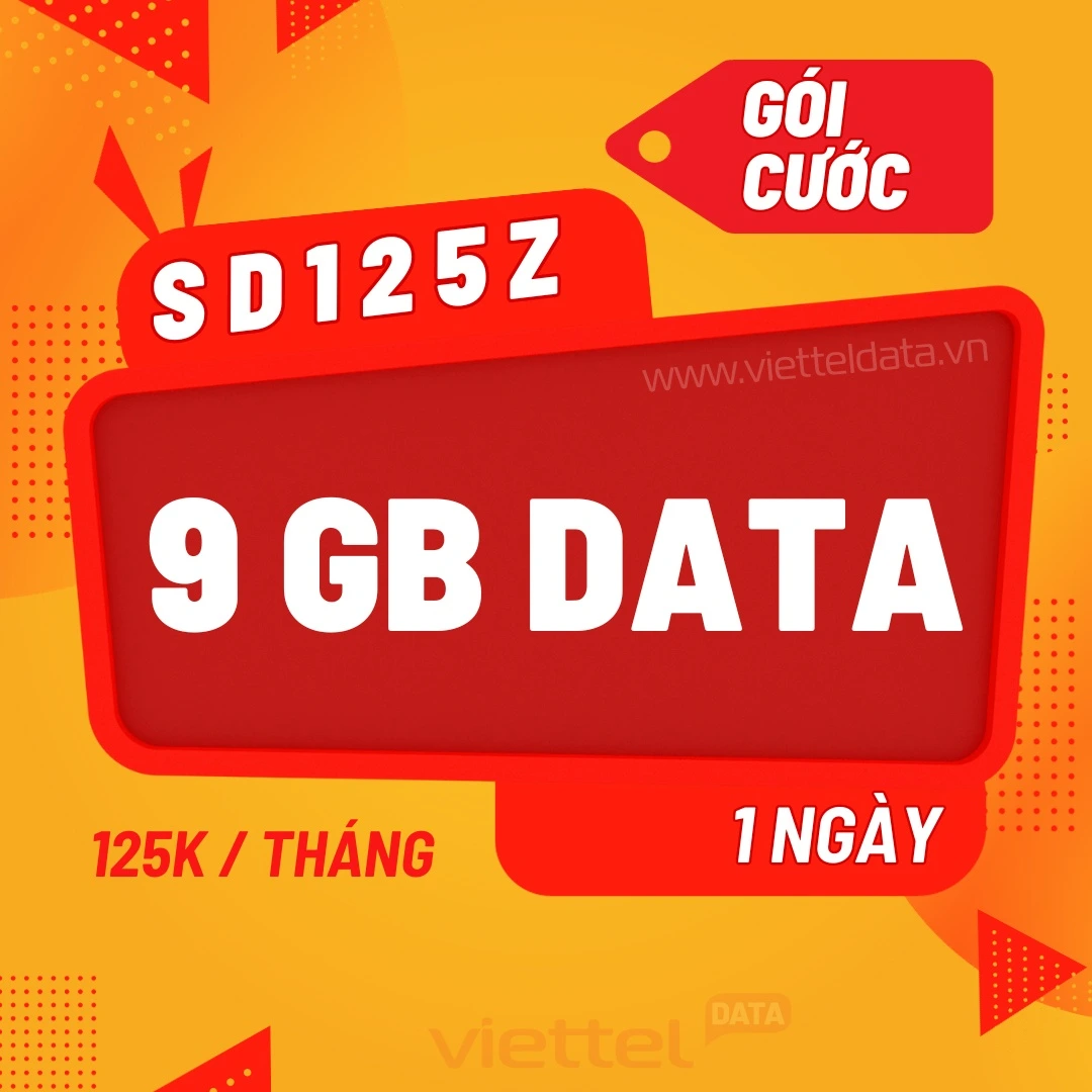 Gói SD125Z Viettel – 6GB/ngày, 180GB/tháng, giá 125.000đ