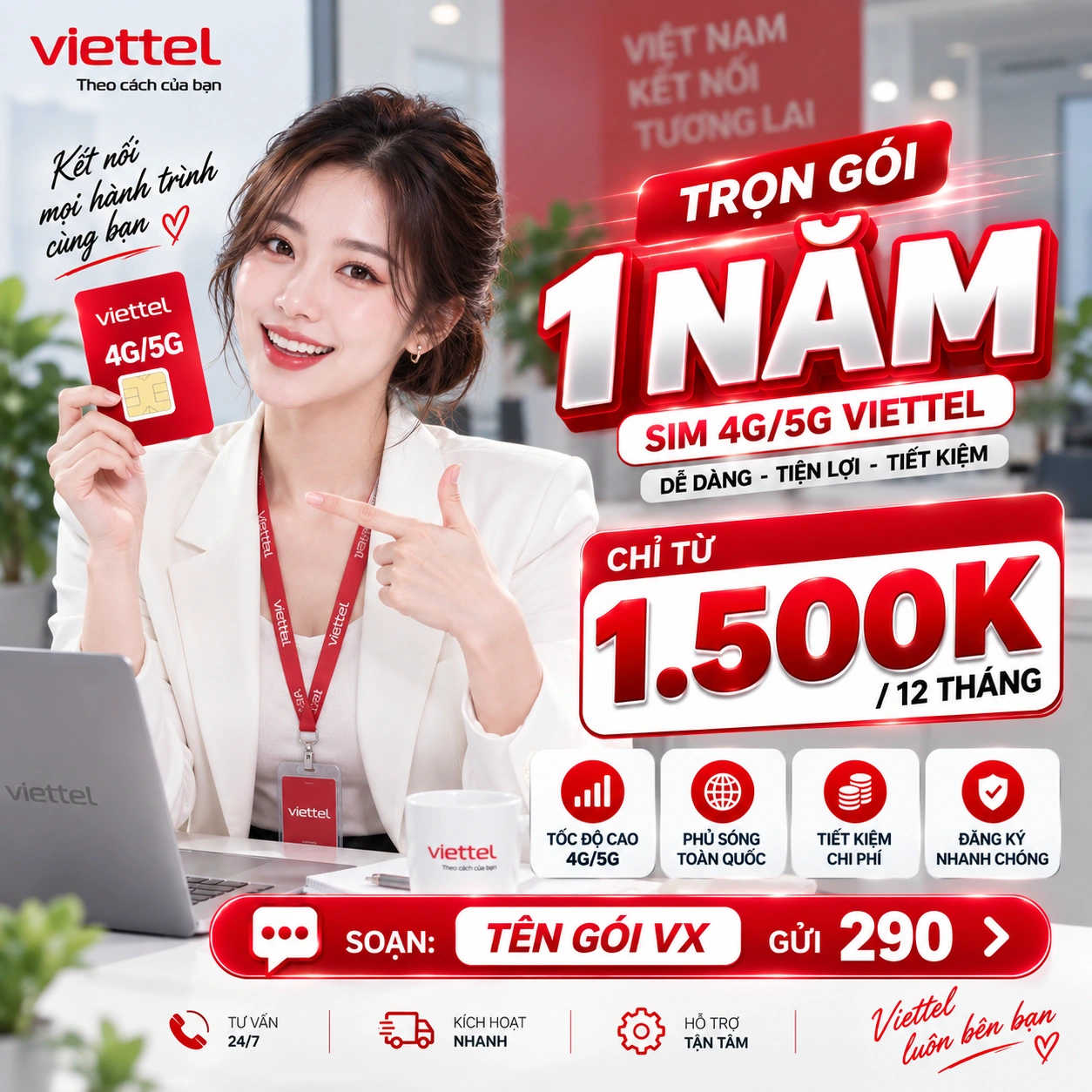 SIM 4G 5G Viettel và các gói Data tháng, trọn gói 1 năm