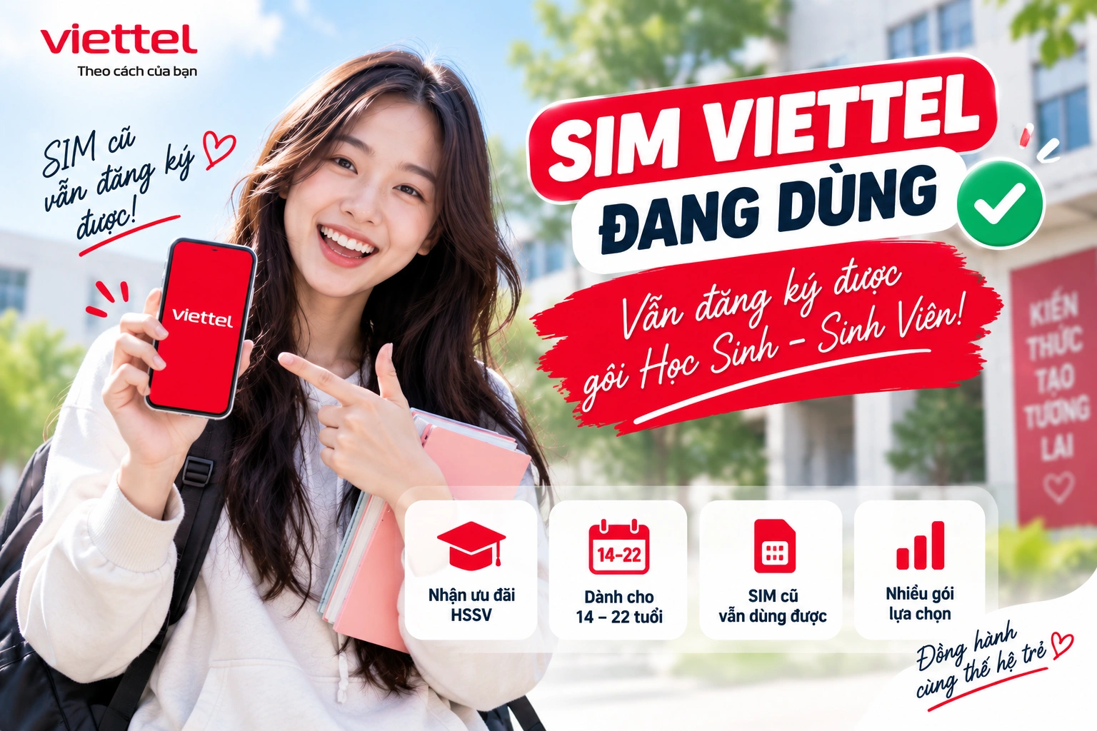 SIM Viettel đang dùng có đăng ký gói học sinh sinh viên được không