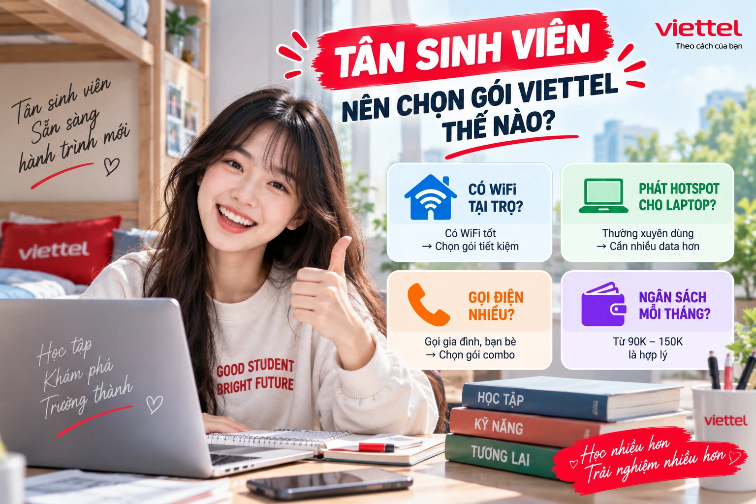Tân sinh viên năm nhất nên chọn gói Viettel nào