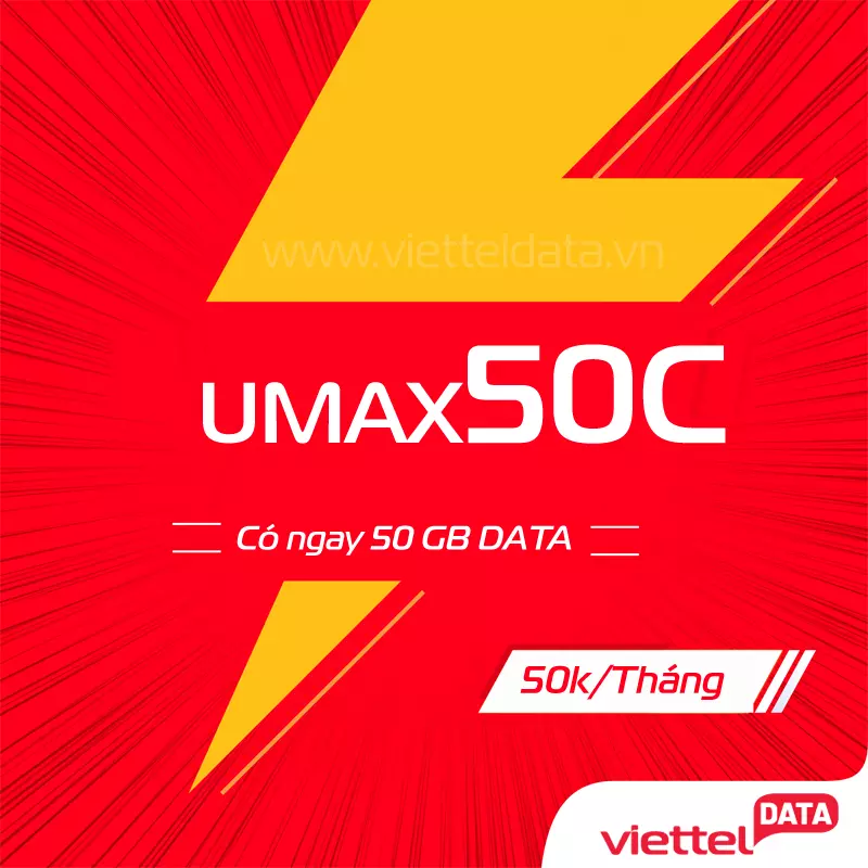 Gói UMAX50C Viettel – 50GB/tháng, giá 50.000đ (Dành cho TB cũ)