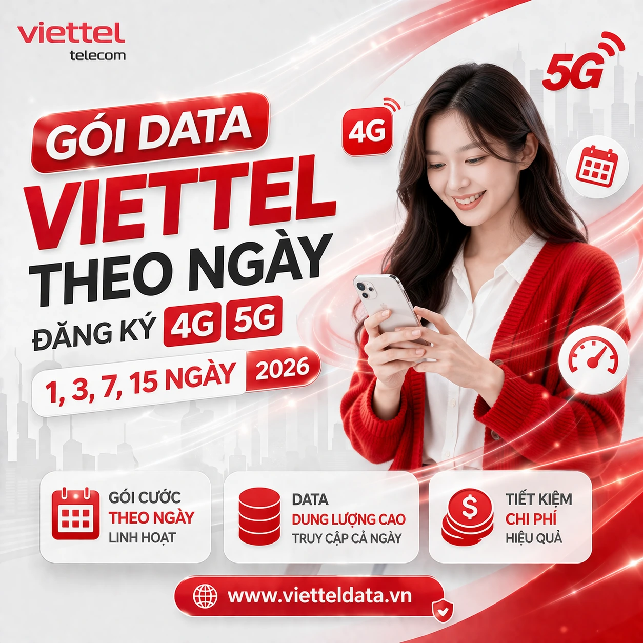 Gói Data Viettel Theo Ngày – Đăng Ký 4G/5G 1, 3, 7, 15 Ngày 2026