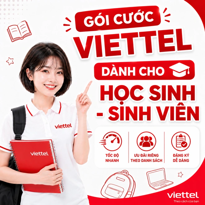 Gói Cước 4G/5G Viettel Dành Cho Sim Học Sinh - Sinh Viên 2026