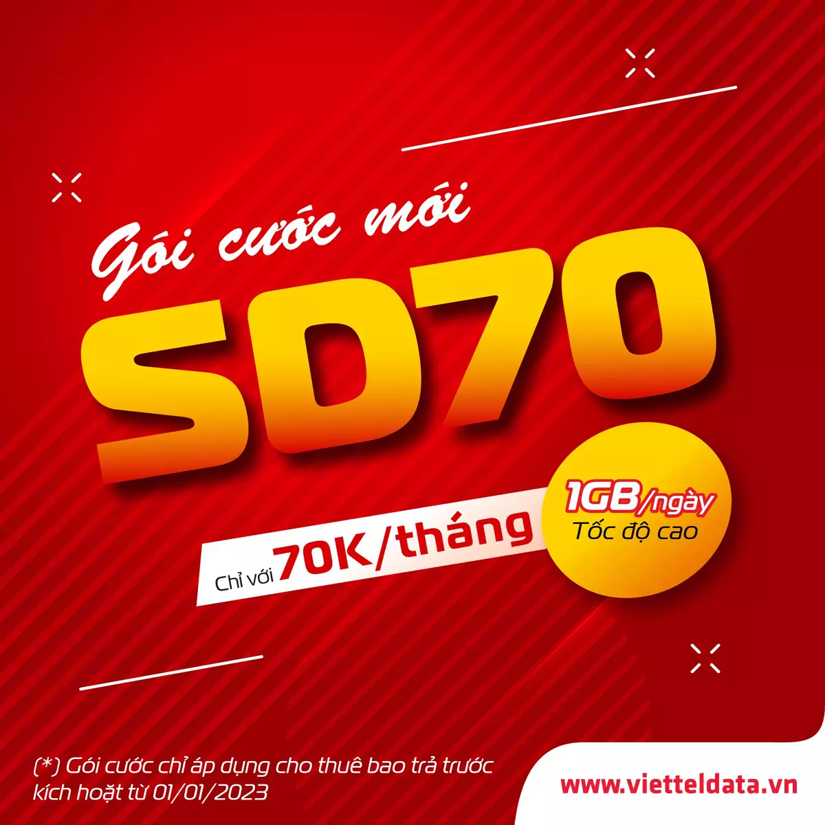 gói cước sd70 viettel