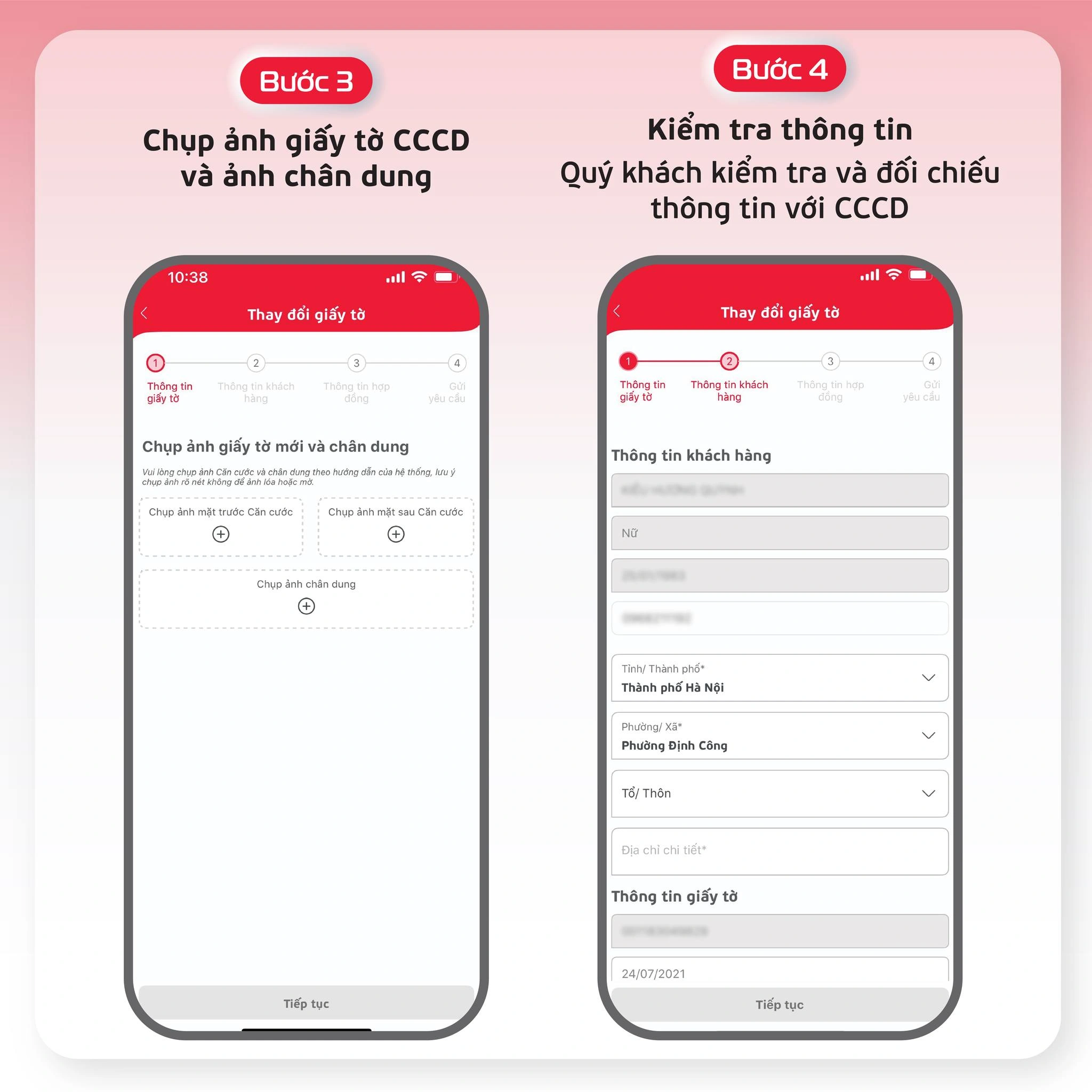 Hướng dẫn chuẩn hóa thông tin thuê bao trên My Viettel Bước 3-4