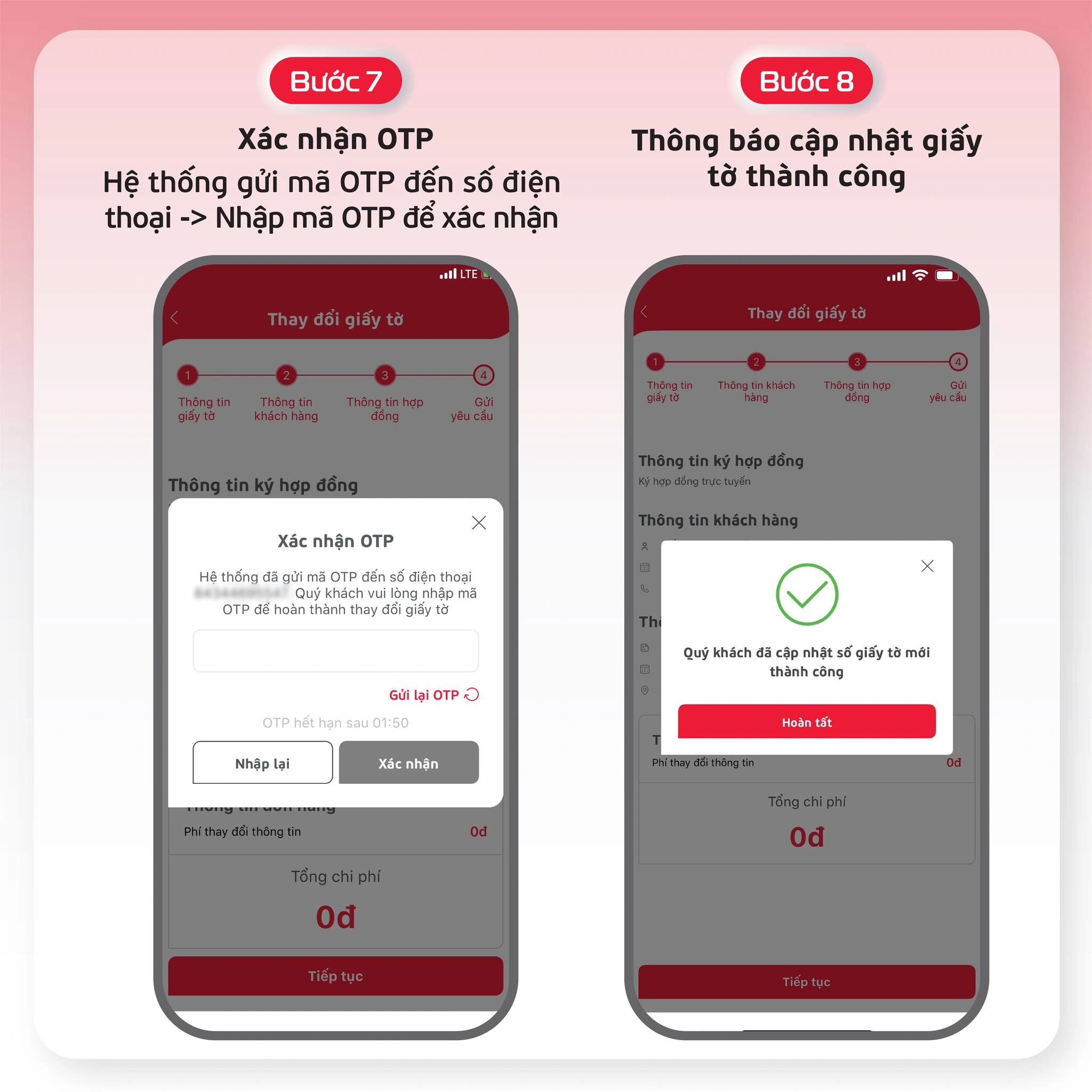 Hướng dẫn chuẩn hóa thông tin thuê bao trên My Viettel Bước 7-8