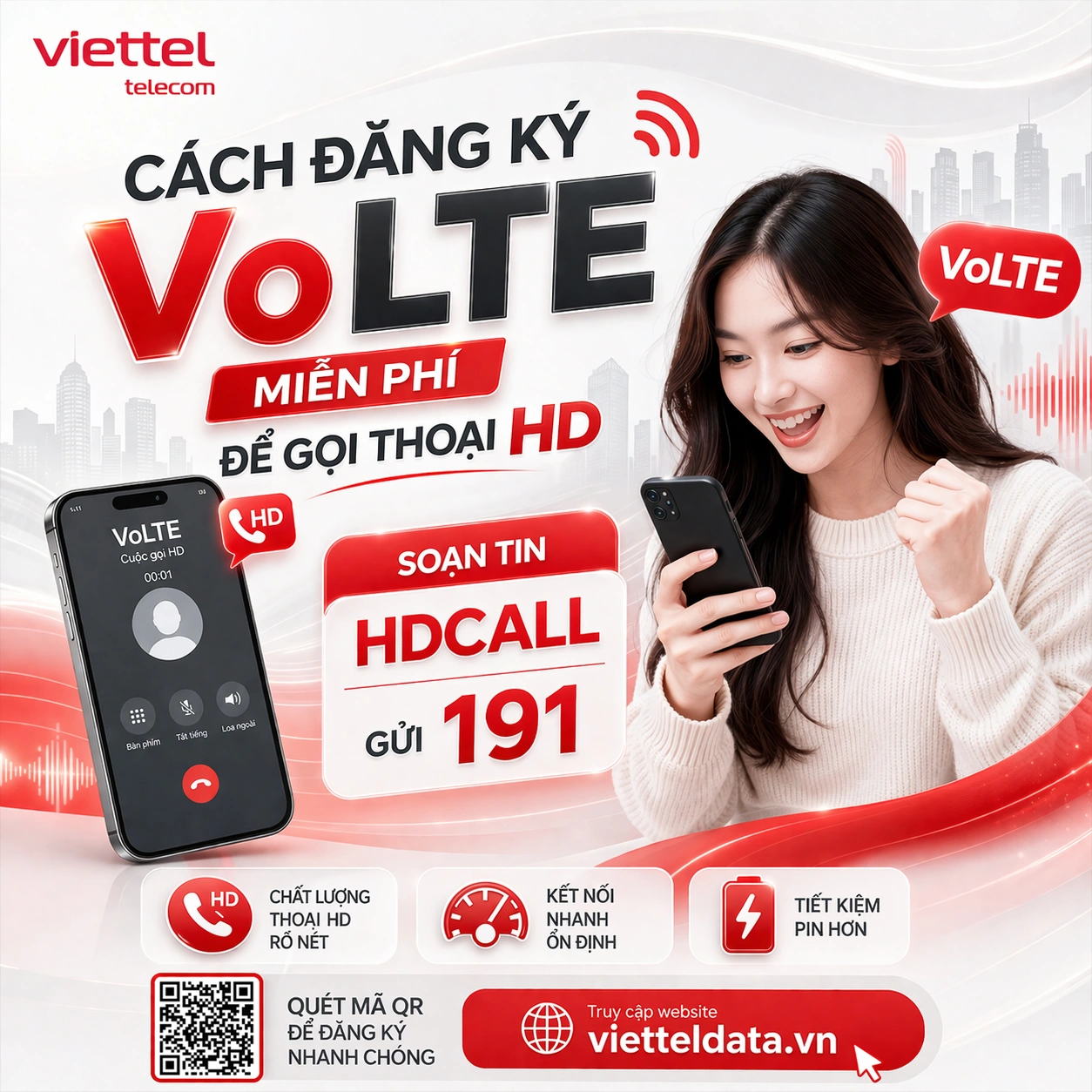 Đăng Ký VoLTE Viettel (HDCALL Gửi 191) Miễn Phí – Cuộc Gọi 4G HD [2026]