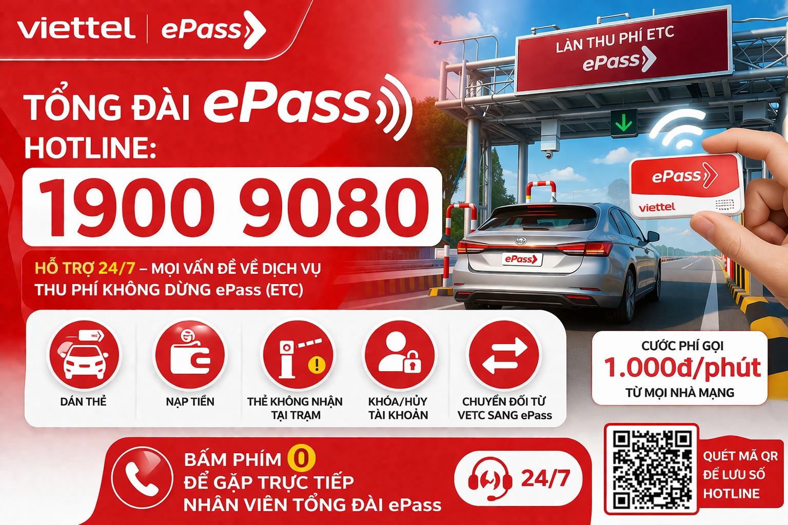 1900 9080 – Tổng Đài ePass Viettel Thu Phí Không Dừng (Hỗ Trợ 24/7)