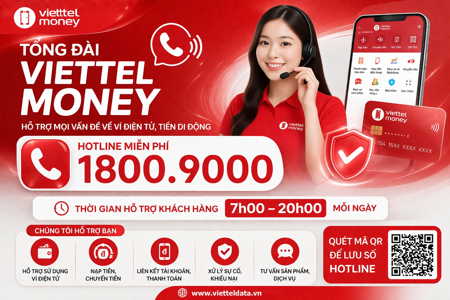 1800 9000 – Tổng Đài Viettel Money / ViettelPay (Miễn Phí 24/7)