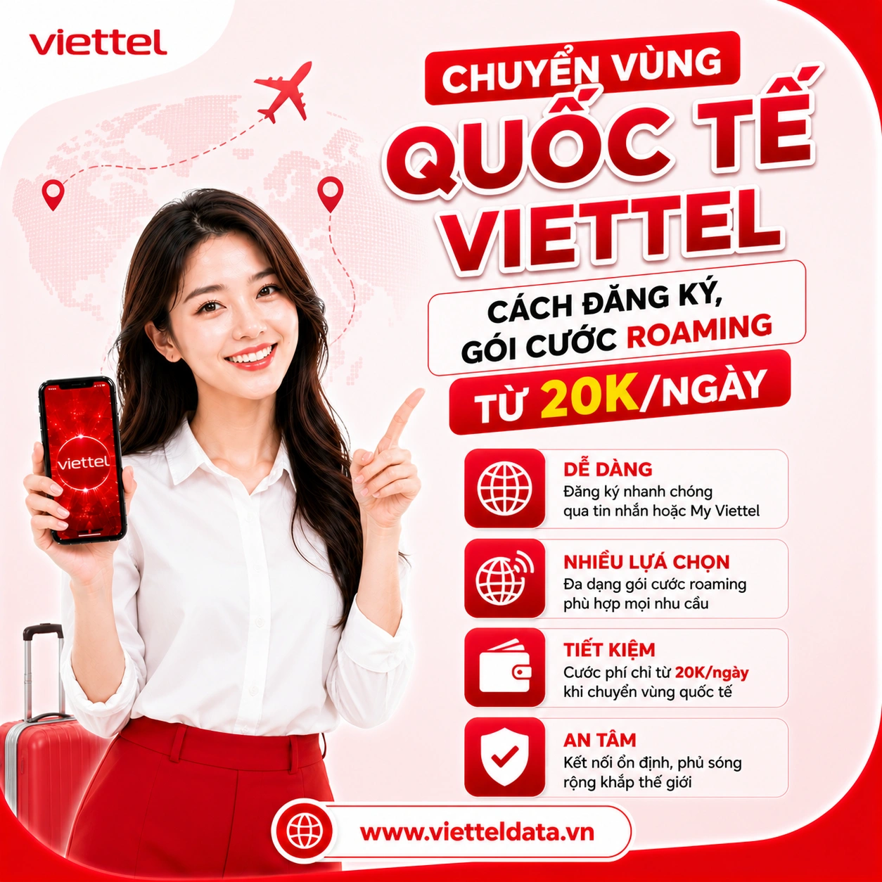 Chuyển Vùng Quốc Tế Viettel 2026: Cách Đăng Ký, Gói Cước Roaming Từ 20K/Ngày