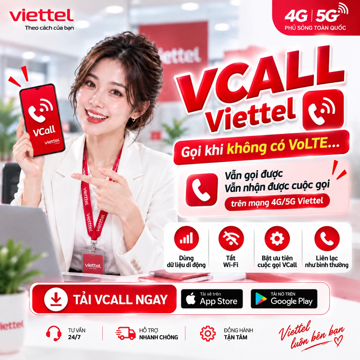 Cách cài và sử dụng VCall Viettel khi điện thoại không hỗ trợ VoLTE