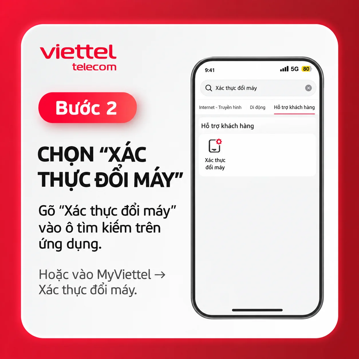 Xác Thực Đổi Máy Trên Viettel Tammi -Bước 2