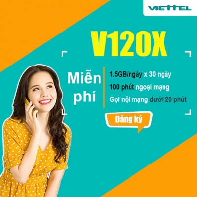 Gói V120x Viettel [ Free 30GB DATA + Nội Mạng Miễn Phí ]