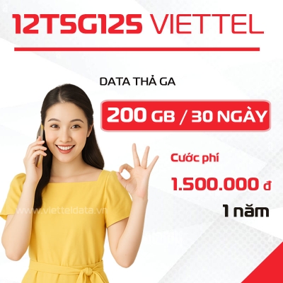 12T5G125 - Gói Cước 5G Viettel 1 Năm &quot;DATA Khủng&quot; 【200GB/Tháng】