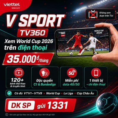 Gói VSport TV360: Xem World Cup 2026 &amp; Bóng Đá Trên Điện Thoại Chỉ 35K