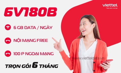 6V180B Viettel - Gói Cước【6GB /Ngày + 1 Tỷ Phút Gọi 】6 Tháng