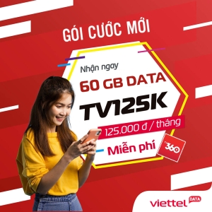 TV125K Viettel - Gói Cước Có 45 GB DATA Kèm Miễn Phí TV360