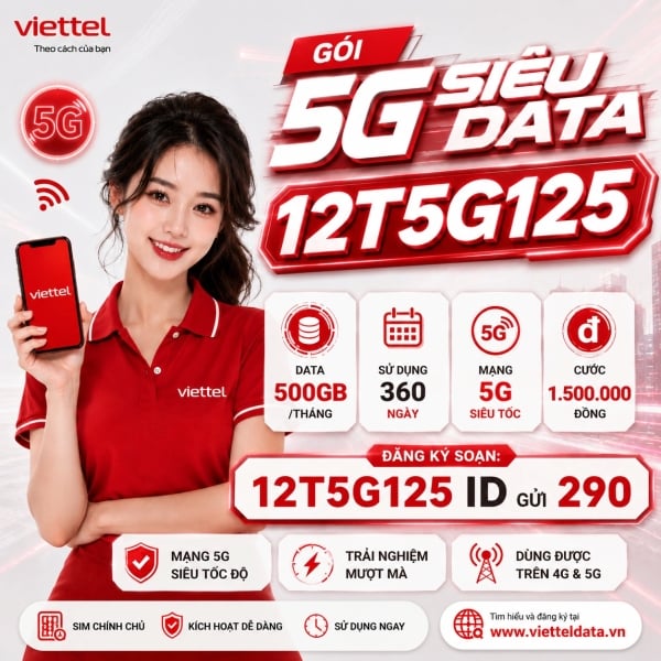 12T5G125 – Gói Cước Sim Viettel 500GB 1 Tháng Trọn Gói 1 Năm Giá 1.500.000đ