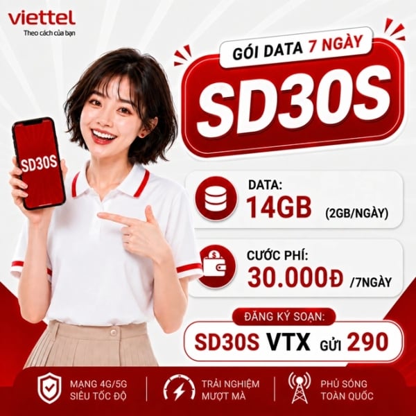Gói SD30S Viettel 30K/7 Ngày – 2GB/Ngày, Chỉ Có Trên My Viettel