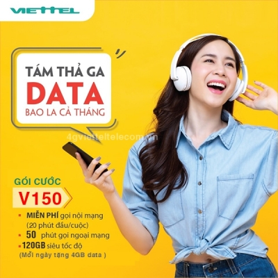 Gói V150 Viettel - Free 120 GB Data + Gọi Miễn Phí 100%