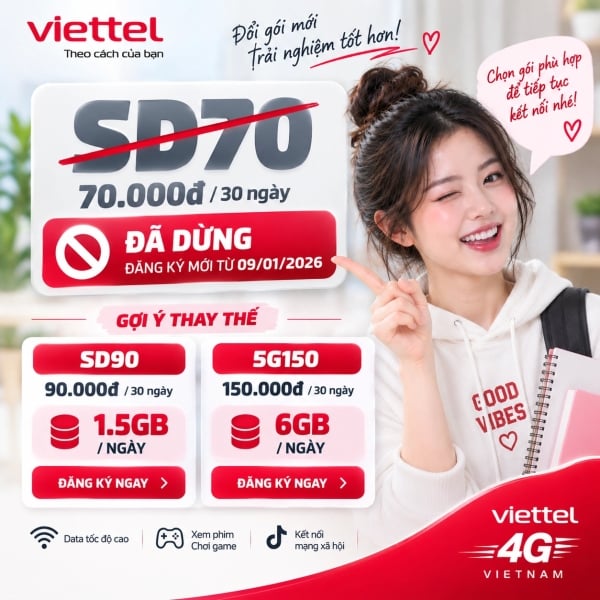 Gói SD70 Viettel Đã Dừng – Chuyển Sang SD100 Hoặc 5G150