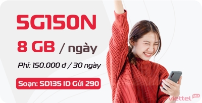 Gói 12T5G150N Viettel - Chu Kỳ 12 Tháng, 8GB/Ngày, Miễn Phí TV360