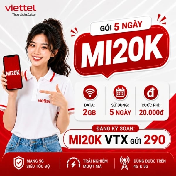 Gói MI20K Viettel – 20K/5 Ngày Có 2GB Data