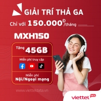 MXH150 Viettel - Miễn Phí DATA Tiktok, Youtube, Facebook + Gọi Thả Ga