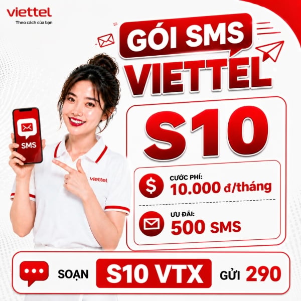 Gói S10 Viettel – Đăng Ký 500 SMS Nội Mạng Chỉ 10K (Danh Sách KM)