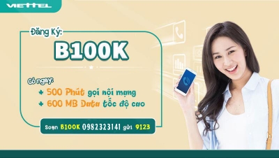 Gói B100K Viettel - Ưu đãi 500 phút nội mạng + 600Mb DATA