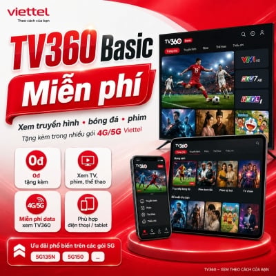 Gói TV360 Basic Miễn Phí: 110+ Kênh Kèm Gói Cước 4G/5G Viettel 2026