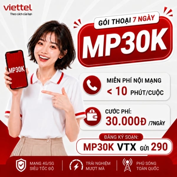 Gói MP30K Viettel – 30K/7 Ngày, Miễn Phí Gọi Nội Mạng Dưới 10 Phút