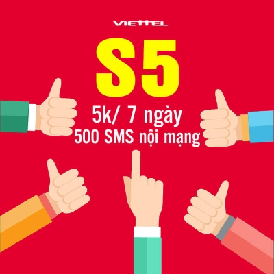 S5 Viettel - Đăng ký gói cước SMS có 500 tin nhắn 7 ngày chỉ với 5K
